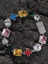 Collana con Croce e Zirconi 'Evil Eye' — Vista 2