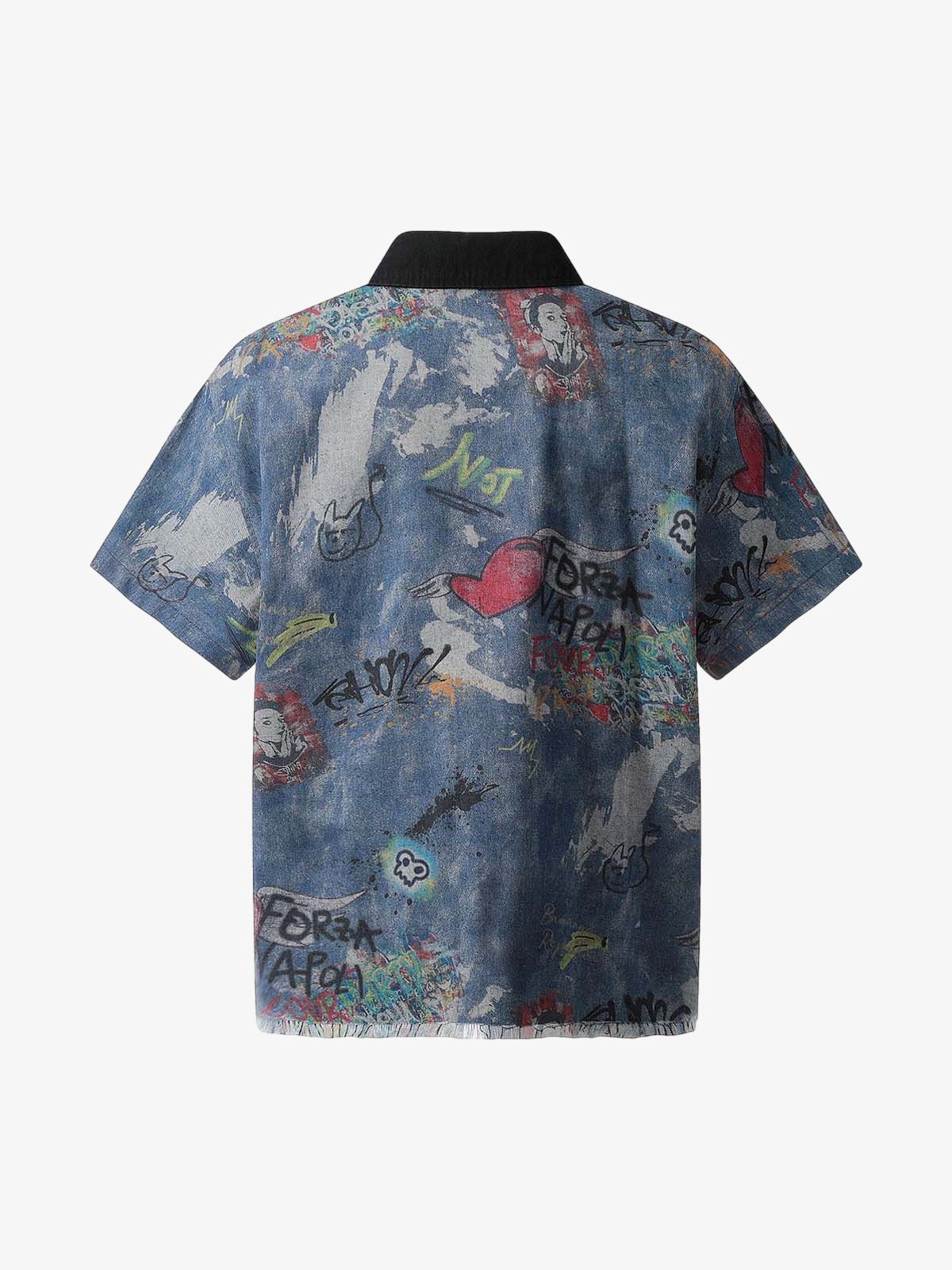 T-Shirt Graffiti Tie-Dye in Denim — Vista 6