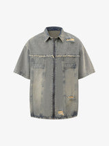 Completo in Denim Effetto Vissuto con Strappi — Vista 10