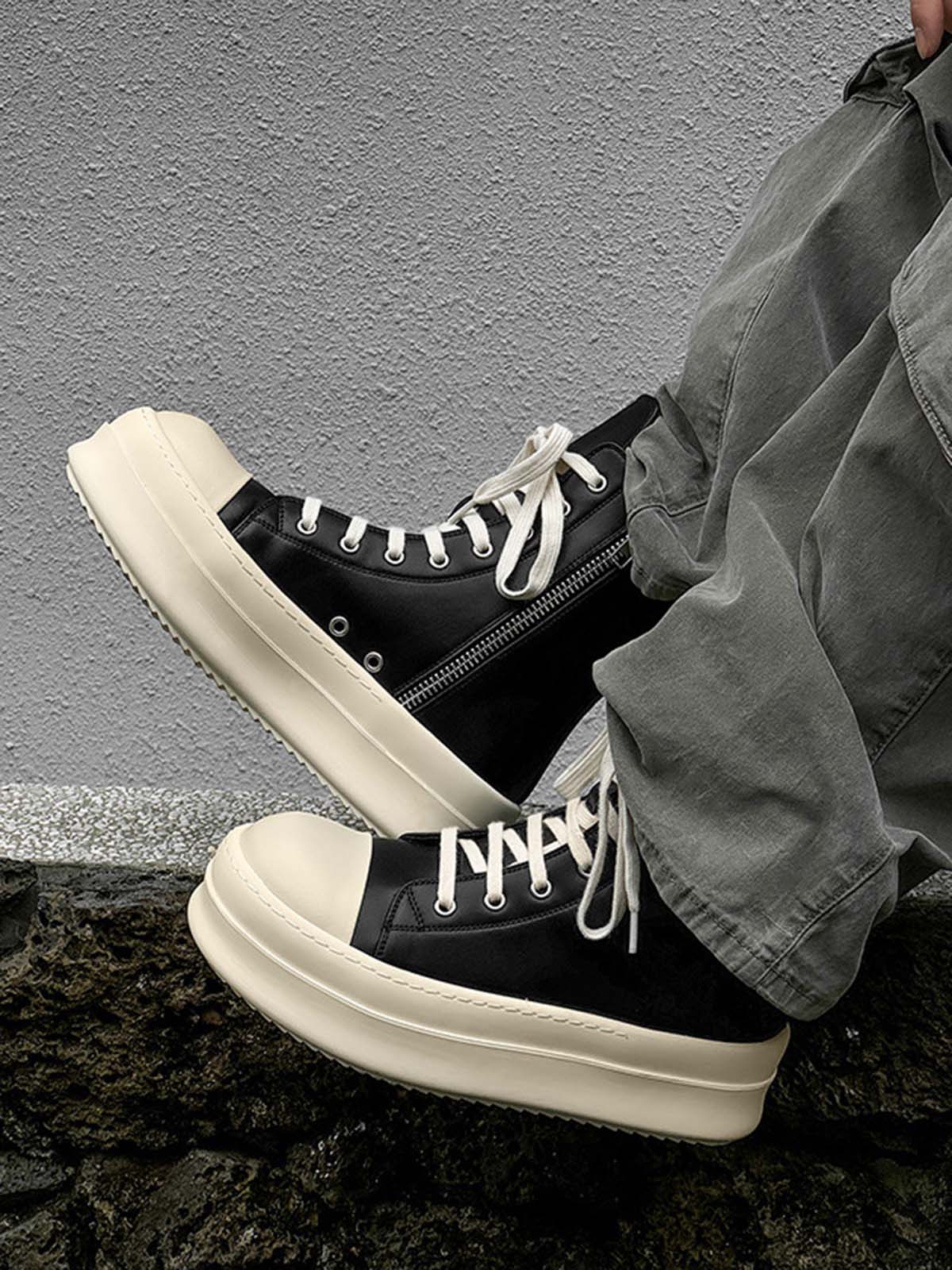 Sneakers Alte con Zip e Platform — Vista laterale