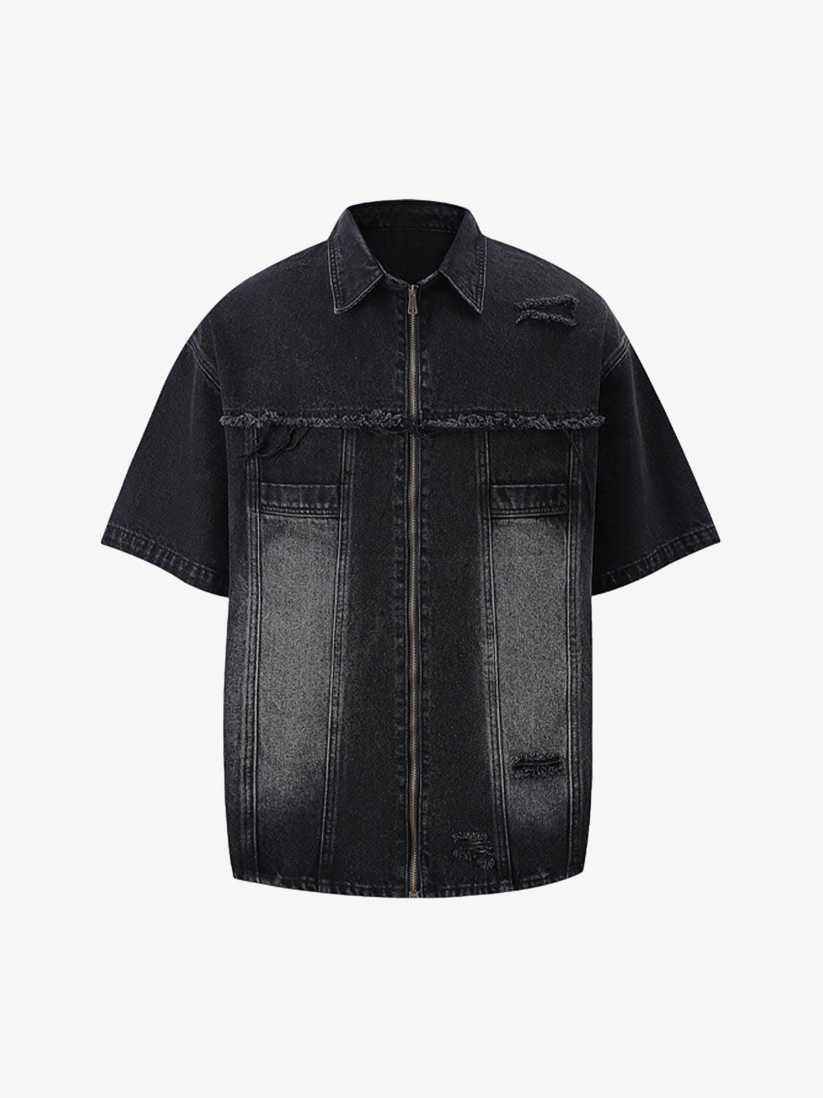 Completo in Denim Effetto Vissuto con Strappi — Vista 14