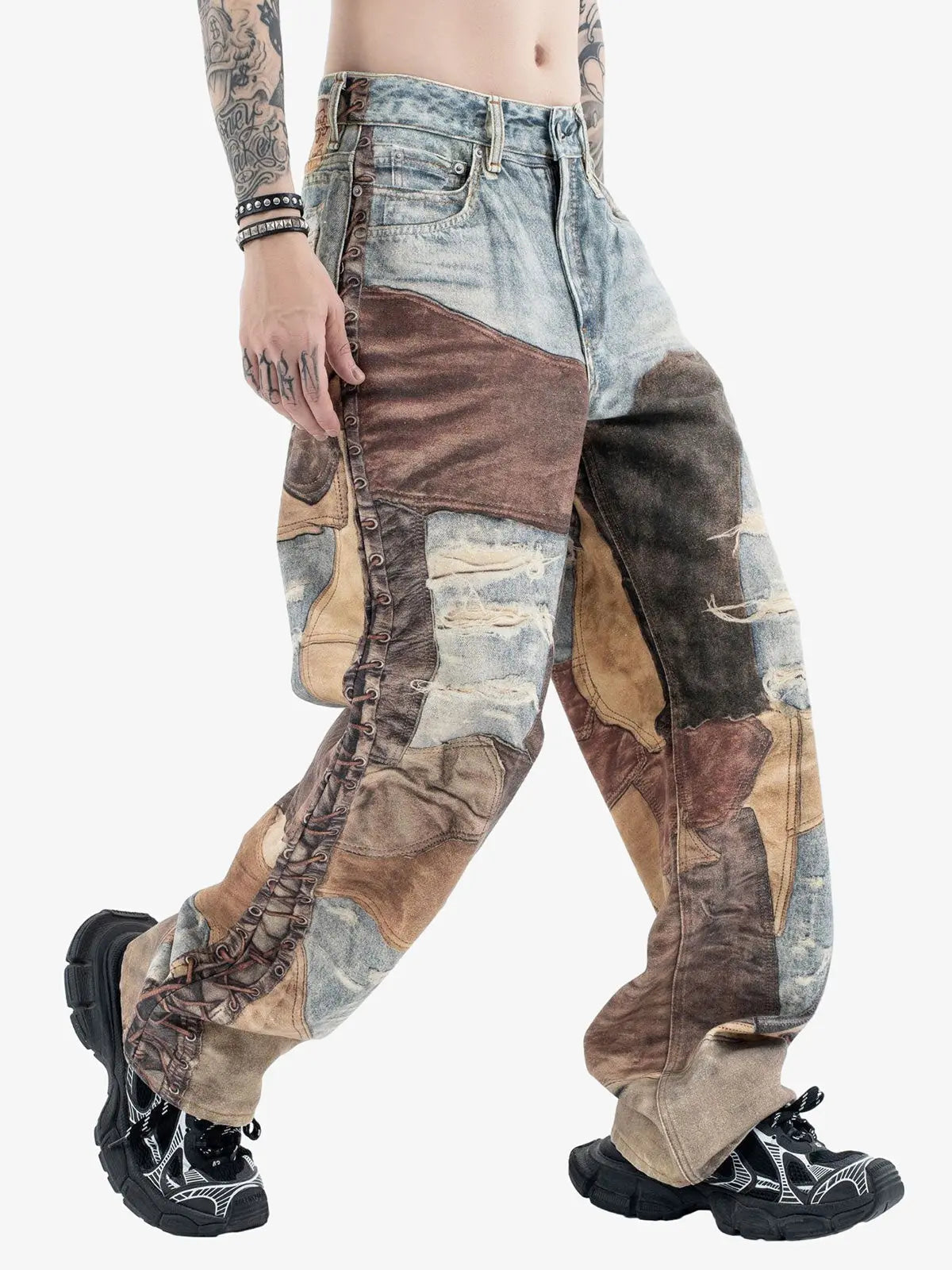 Jeans High Street Effetto Vissuto con Stampa Washed — Vista 7