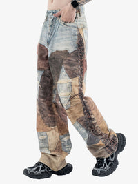 Jeans High Street Effetto Vissuto con Stampa Washed — Vista 6
