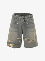 Completo in Denim Effetto Vissuto con Strappi — Vista 12