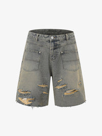Completo in Denim Effetto Vissuto con Strappi — Vista 12
