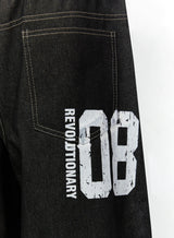Jeans Baggy con Grafica sul Retro