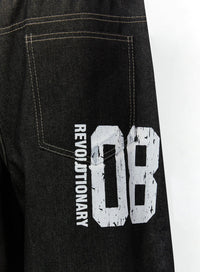 Jeans Baggy con Grafica sul Retro