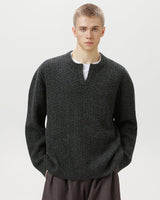 Maglione Cable Knit con Scollo a V Spezzato