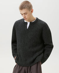 Maglione Cable Knit con Scollo a V Spezzato