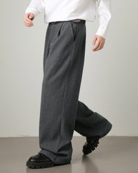 Pantaloni a gamba larga in misto lana