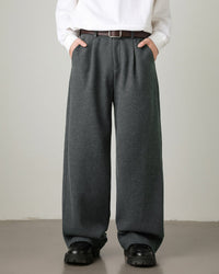 Pantaloni a gamba larga in misto lana