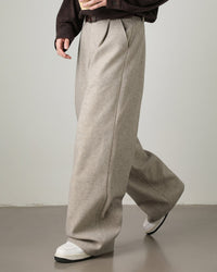Pantaloni a gamba larga in misto lana