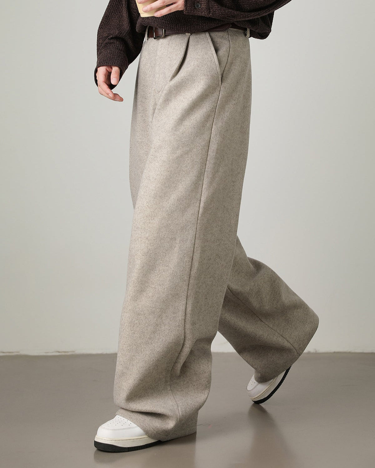 Pantaloni a gamba larga in misto lana