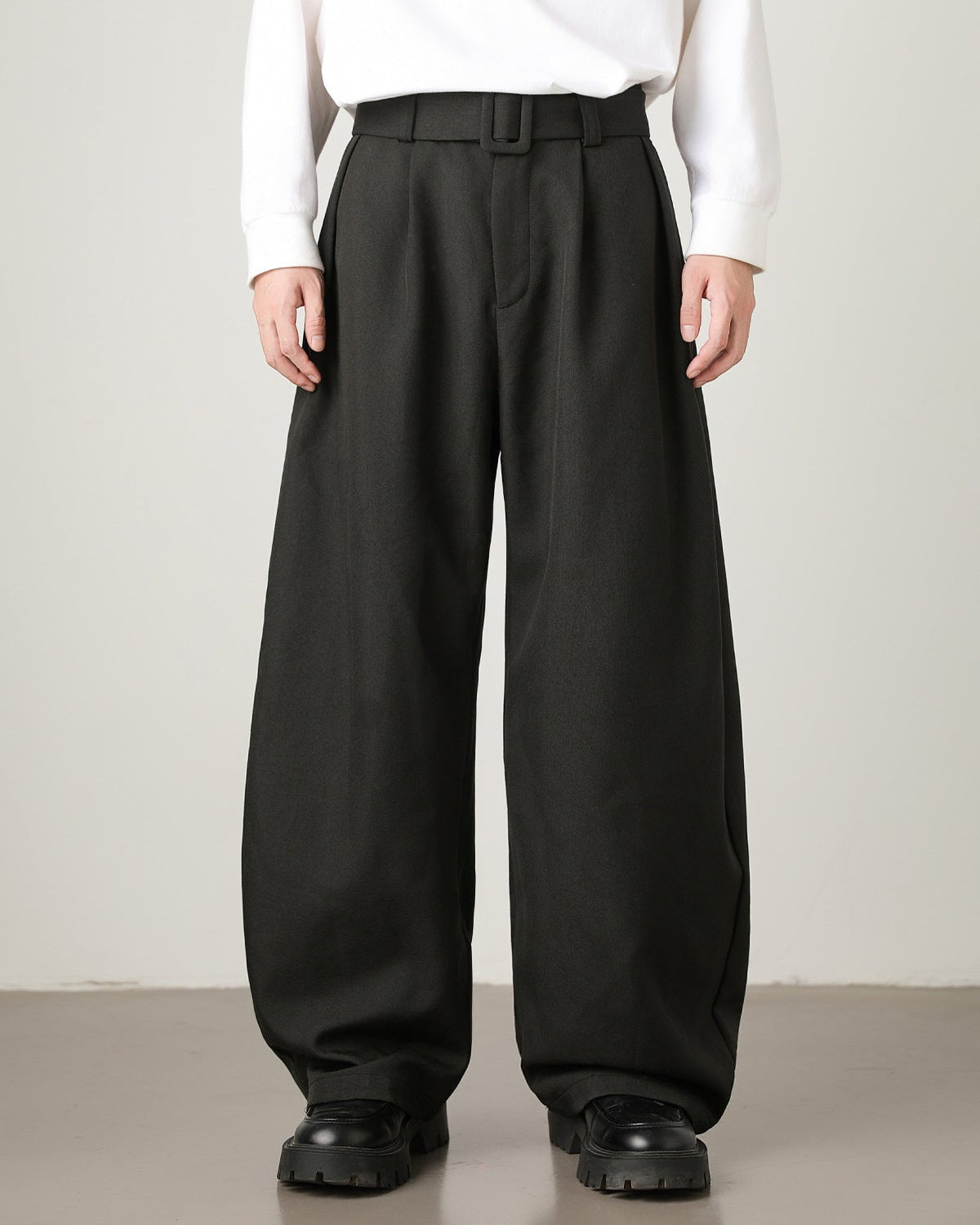 Pantaloni a gamba larga in misto lana