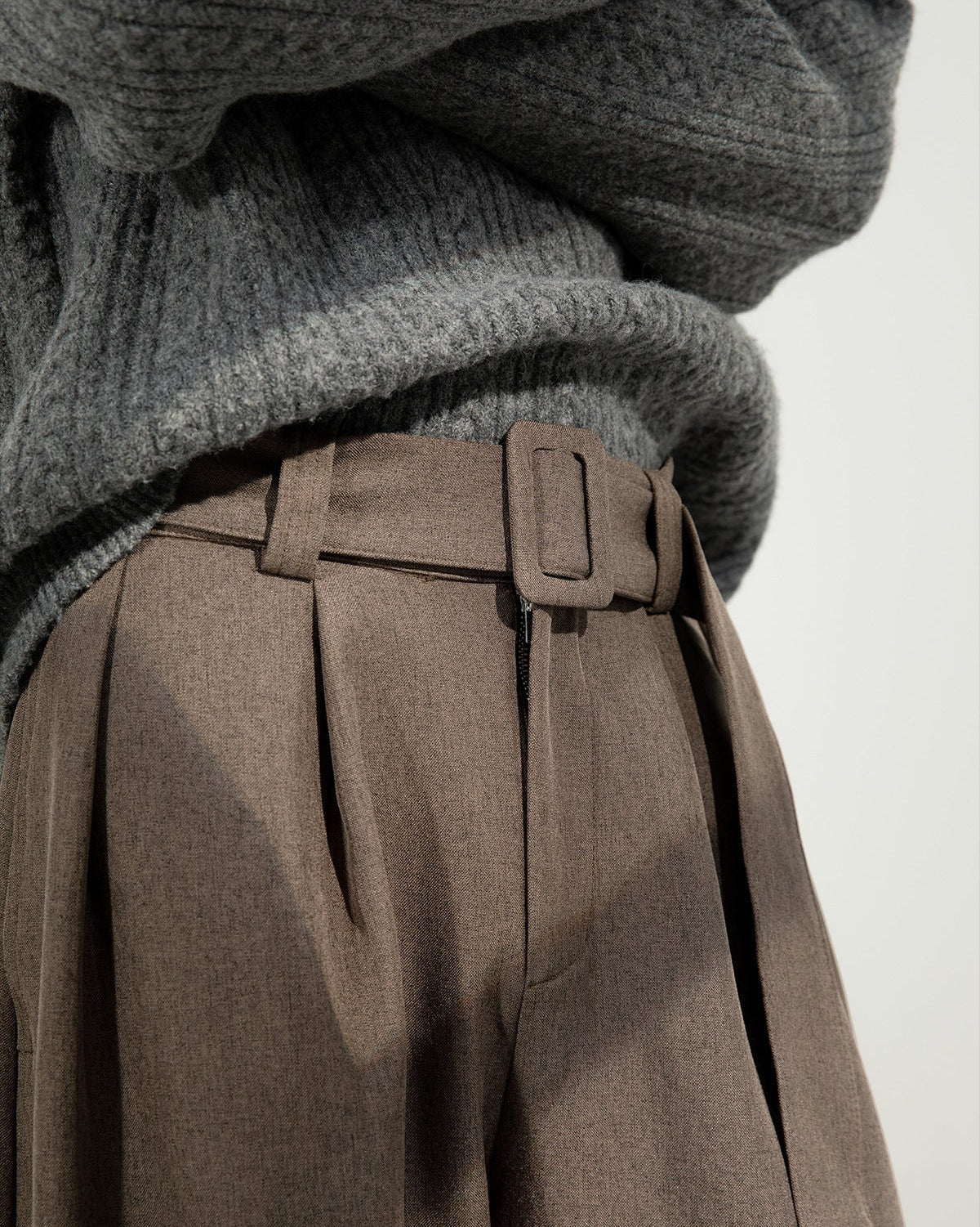 Pantaloni a gamba larga in misto lana