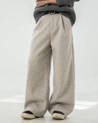 Pantaloni a gamba larga in misto lana