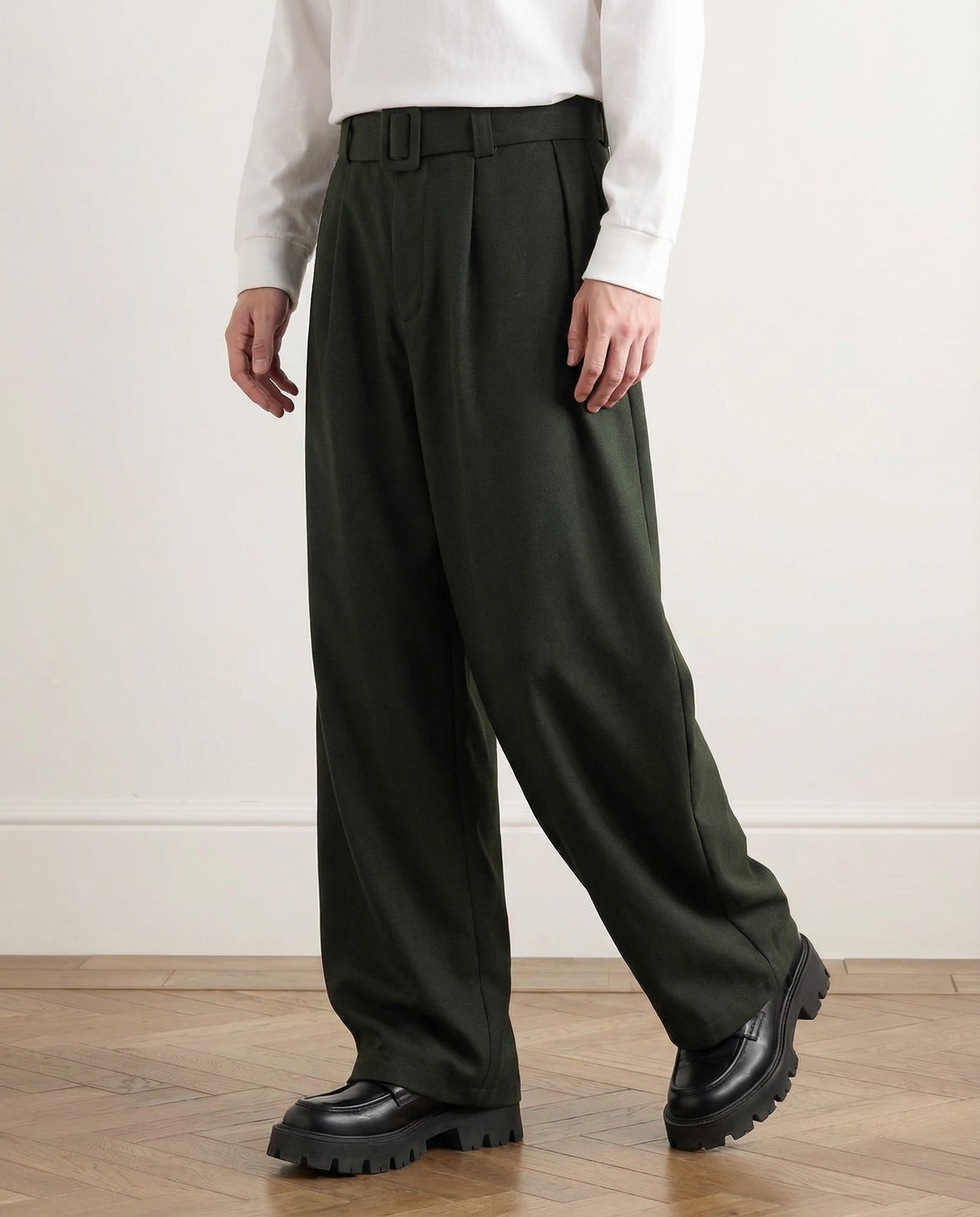 Pantaloni a gamba larga in misto lana