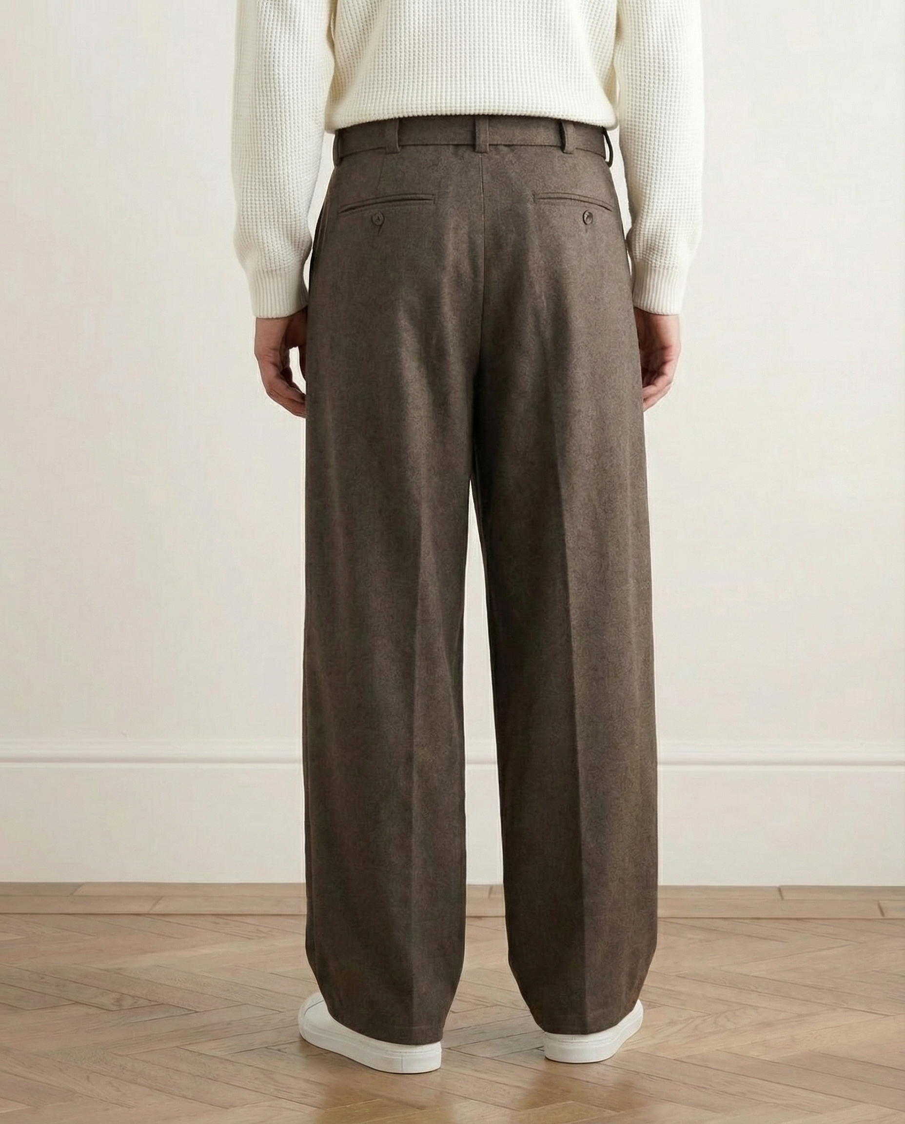 Pantaloni a gamba larga in misto lana