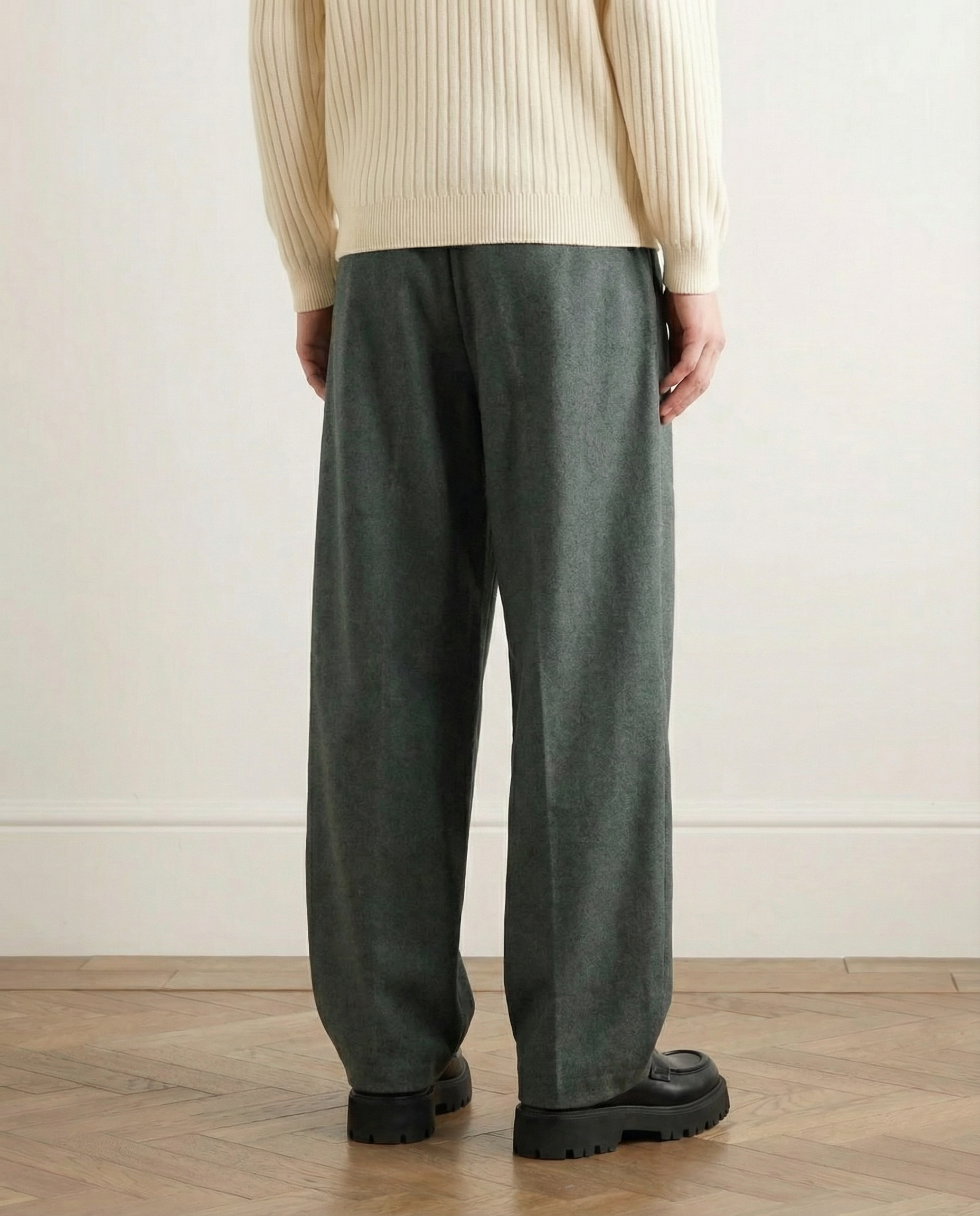 Pantaloni a gamba larga in misto lana
