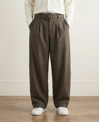 Pantaloni a gamba larga in misto lana