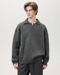 Maglione Henley Oversized Knit Misto Lana