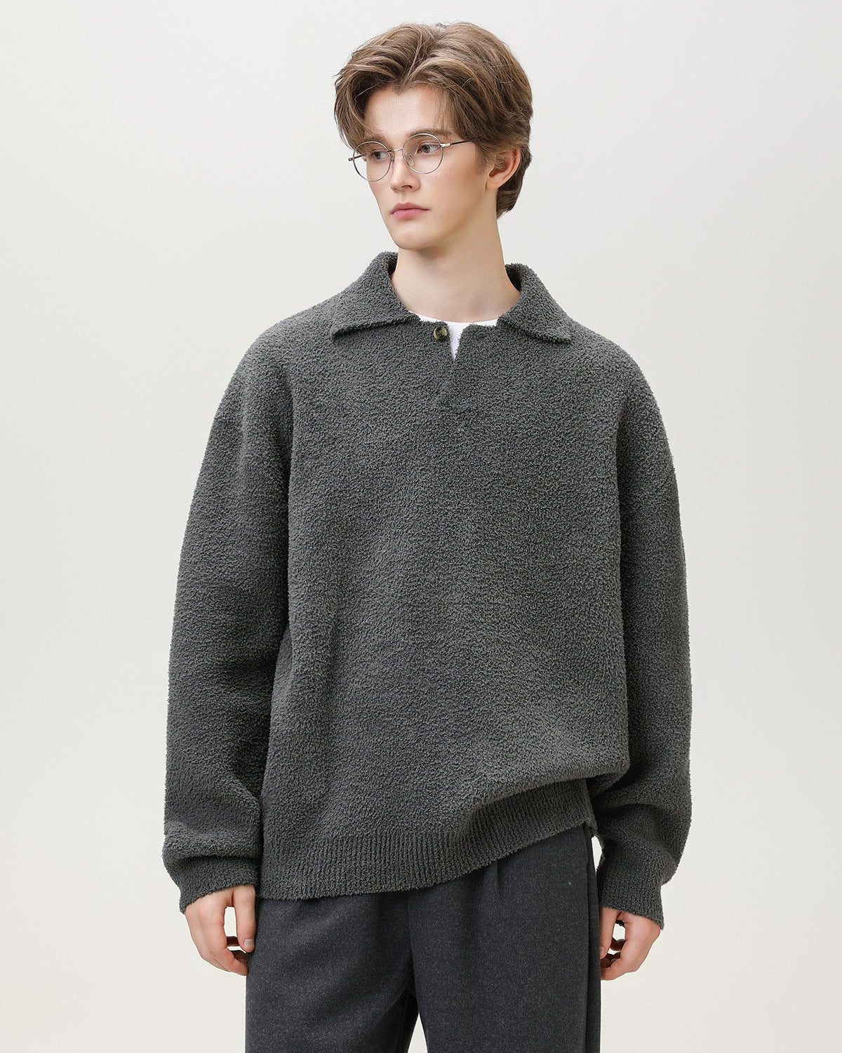 Maglione Henley Oversized Knit Misto Lana