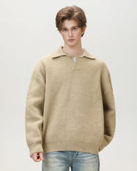 Maglione Henley Oversized Knit Misto Lana