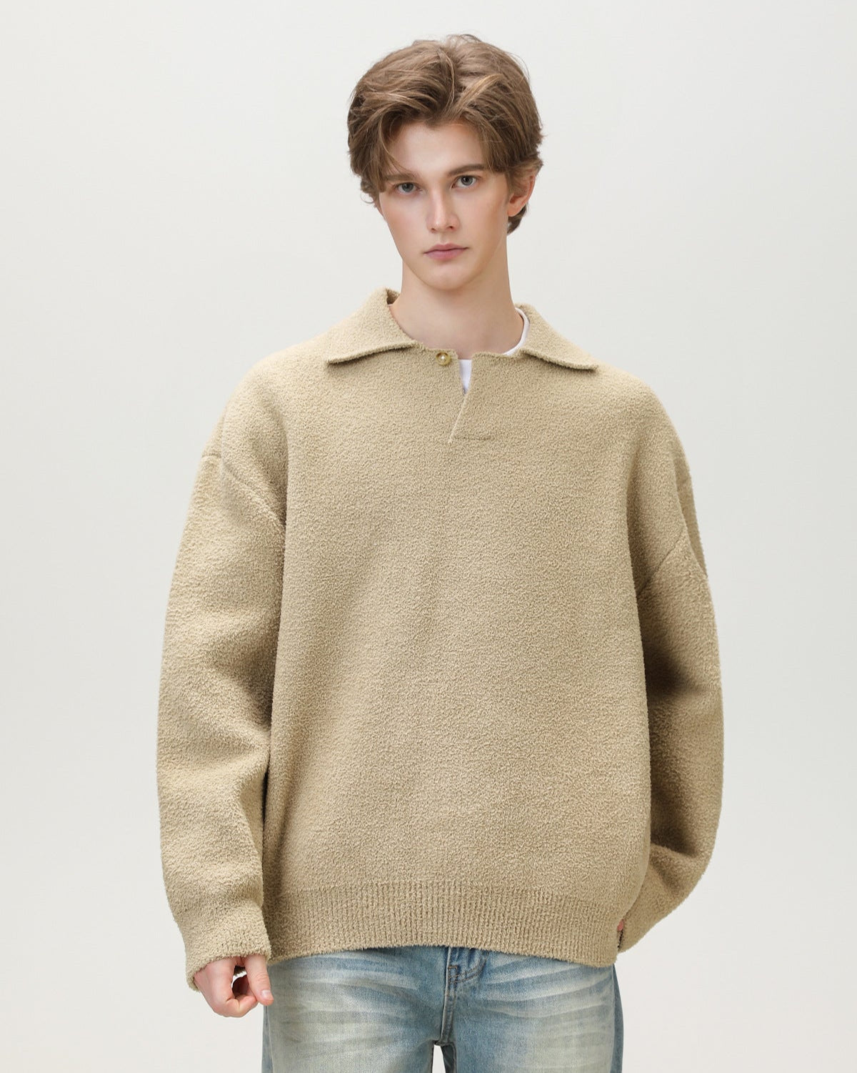 Maglione Henley Oversized Knit Misto Lana