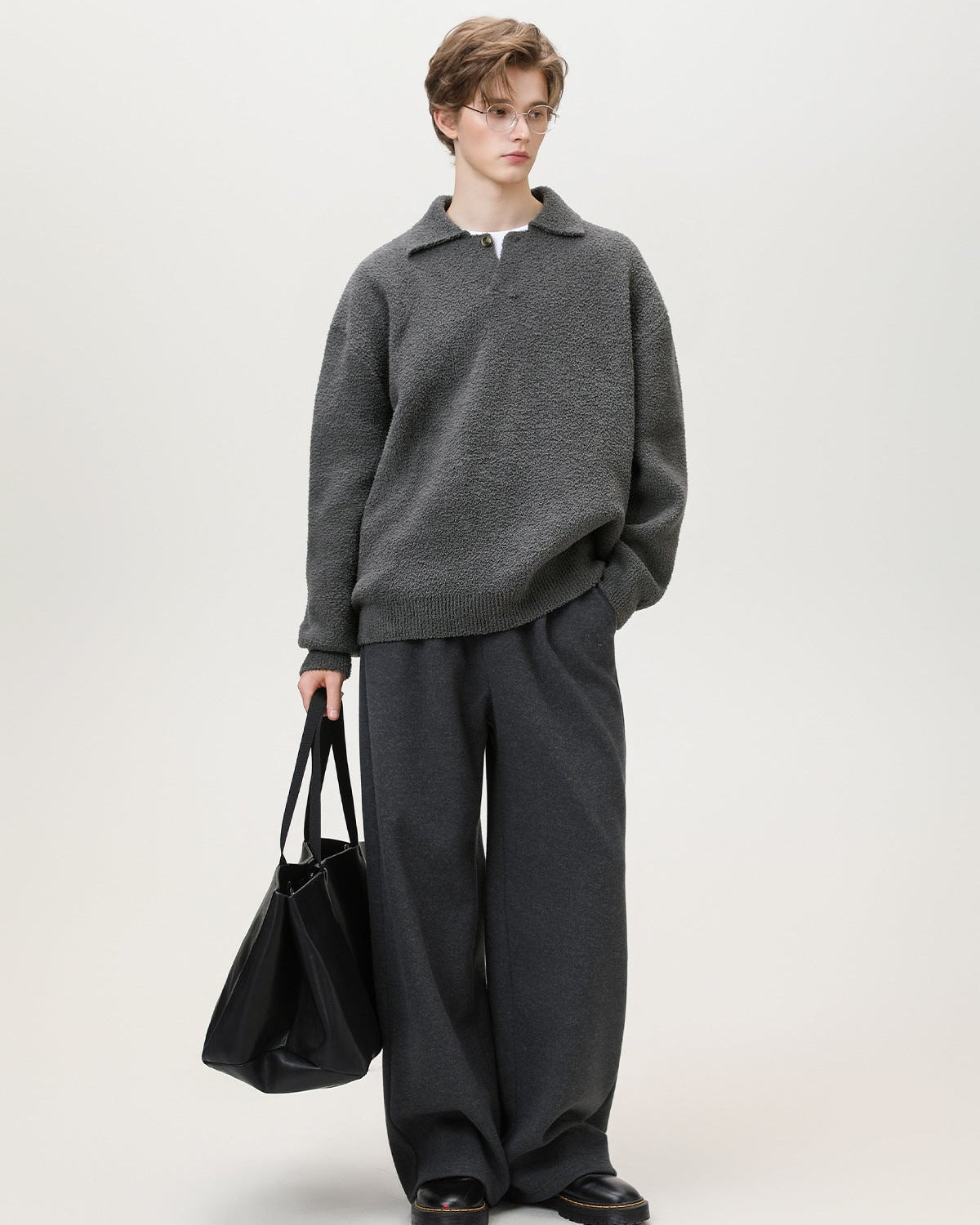 Maglione Henley Oversized Knit Misto Lana