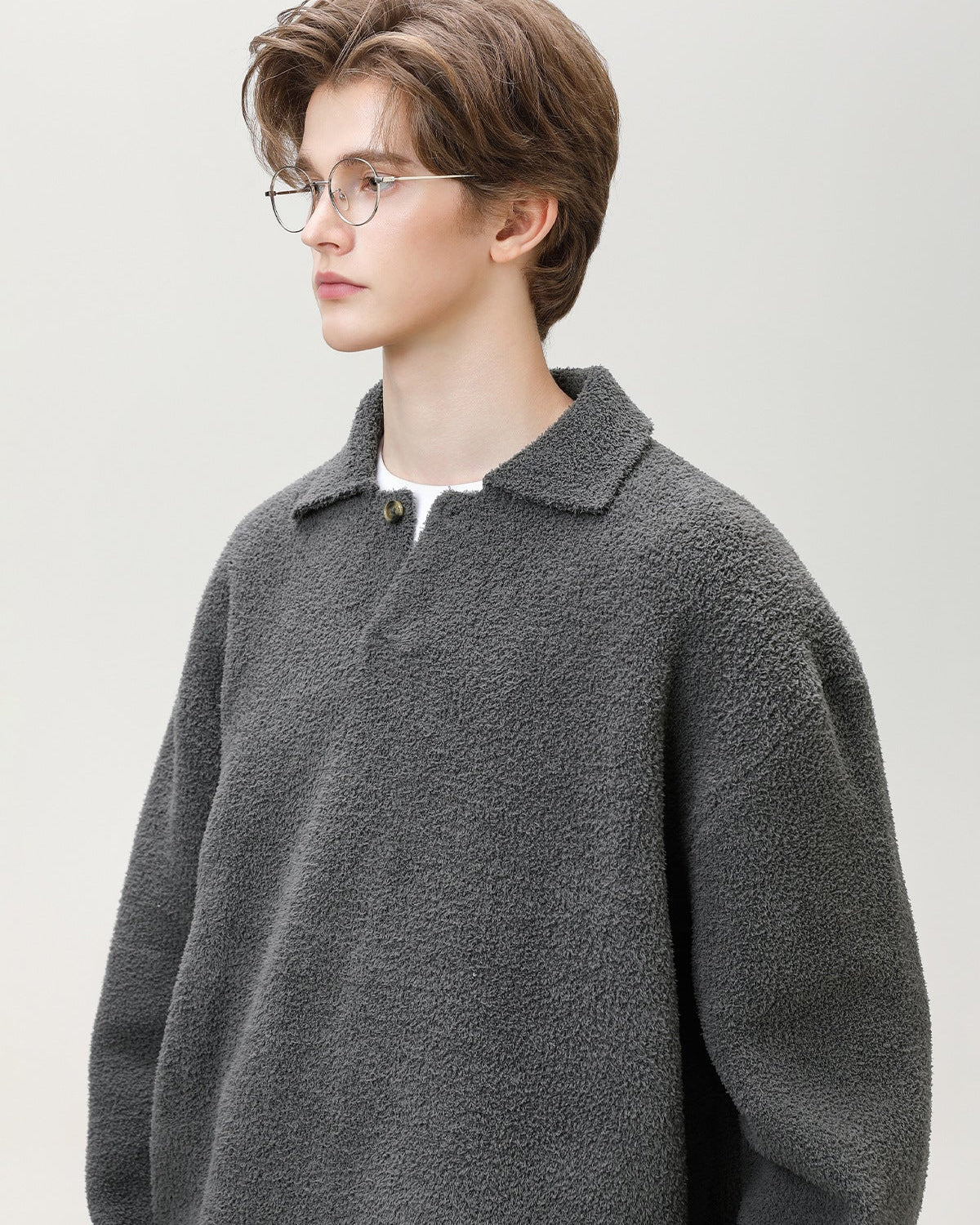 Maglione Henley Oversized Knit Misto Lana