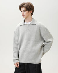 Maglione Henley Oversized Knit Misto Lana