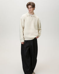 Maglione Henley Oversized Knit Misto Lana
