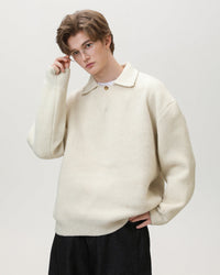 Maglione Henley Oversized Knit Misto Lana
