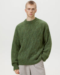 Maglione Oversized Cable-Knit Misto Lana Girocollo