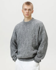 Maglione Oversized Cable-Knit Misto Lana Girocollo