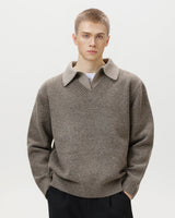 Maglione Knit Scollo a V con Colletto Misto Lana