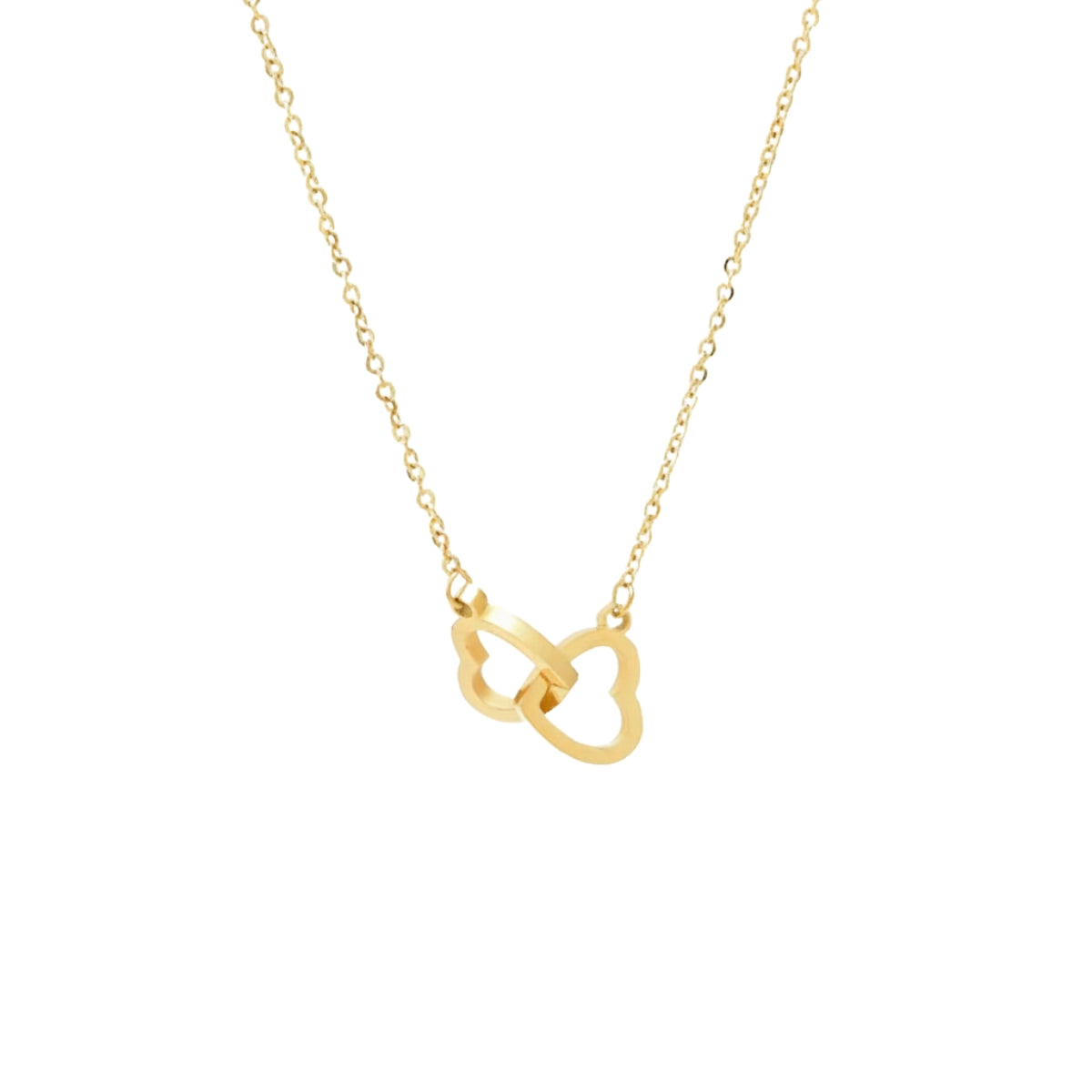 Collana VIAVEROCA in acciaio inox dorato con ciondolo a cuori intrecciati