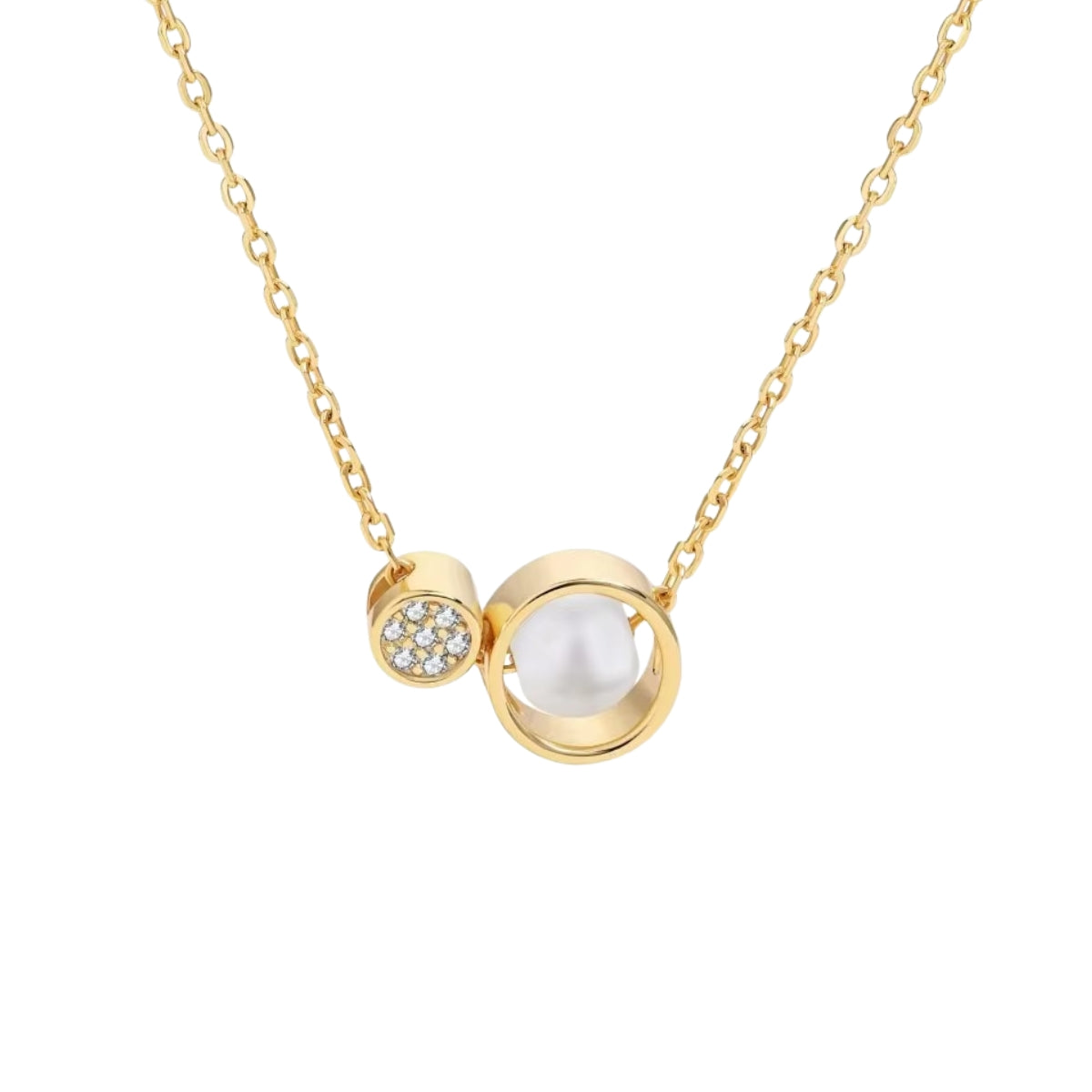 Collana VIAVEROCA dorata con perla e dettaglio cristalli