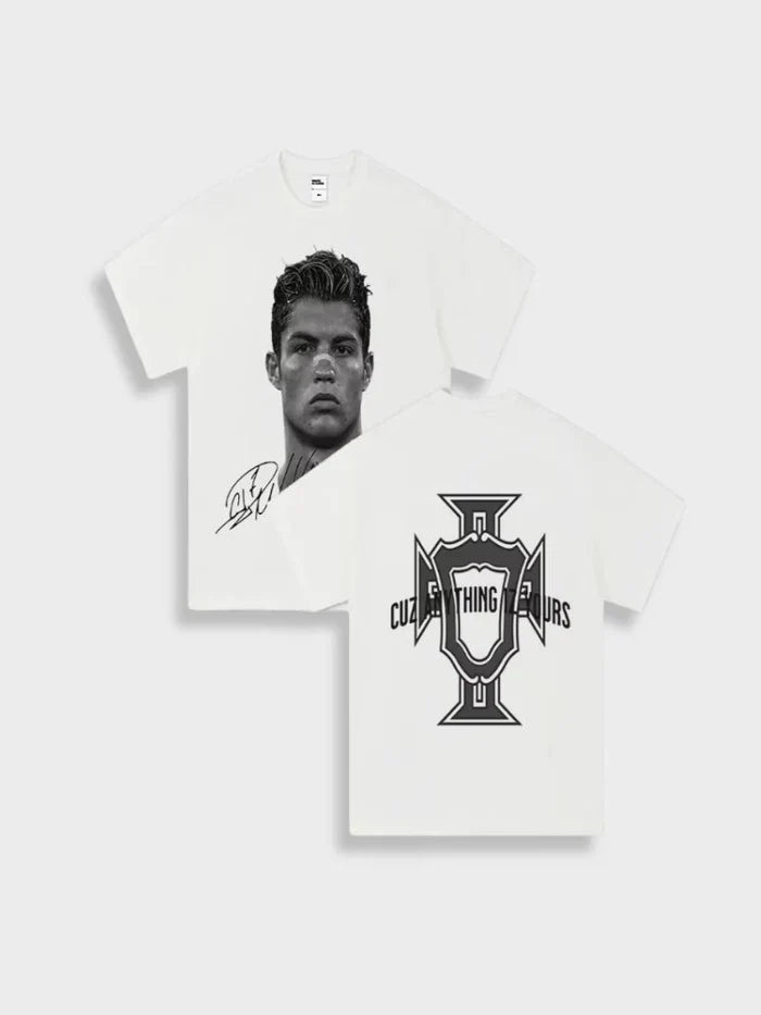 T-Shirt con Grafica 'Tribute' — Bianco — Vista posteriore