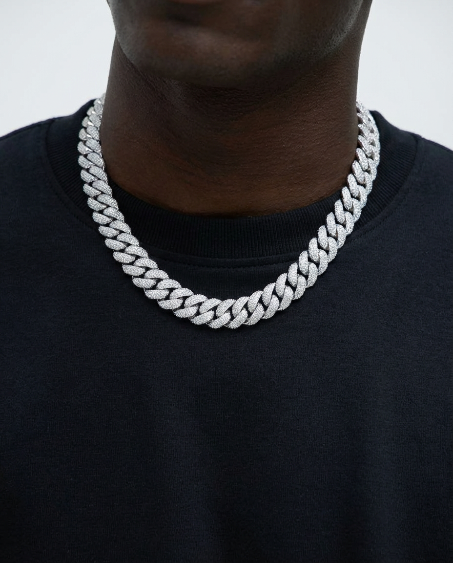 Collana a Catena Cubana Pavé