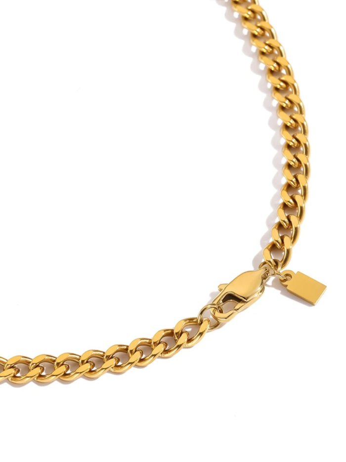 Collana da uomo a catena cubana moderna in finitura oro