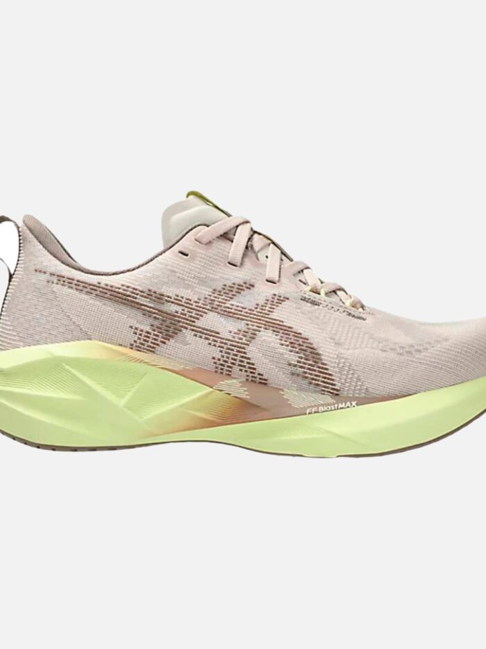 ASICS Novablast 5 Scarpe Running Donna Beige Lime - scarpa running beige con dettagli lime, vista laterale