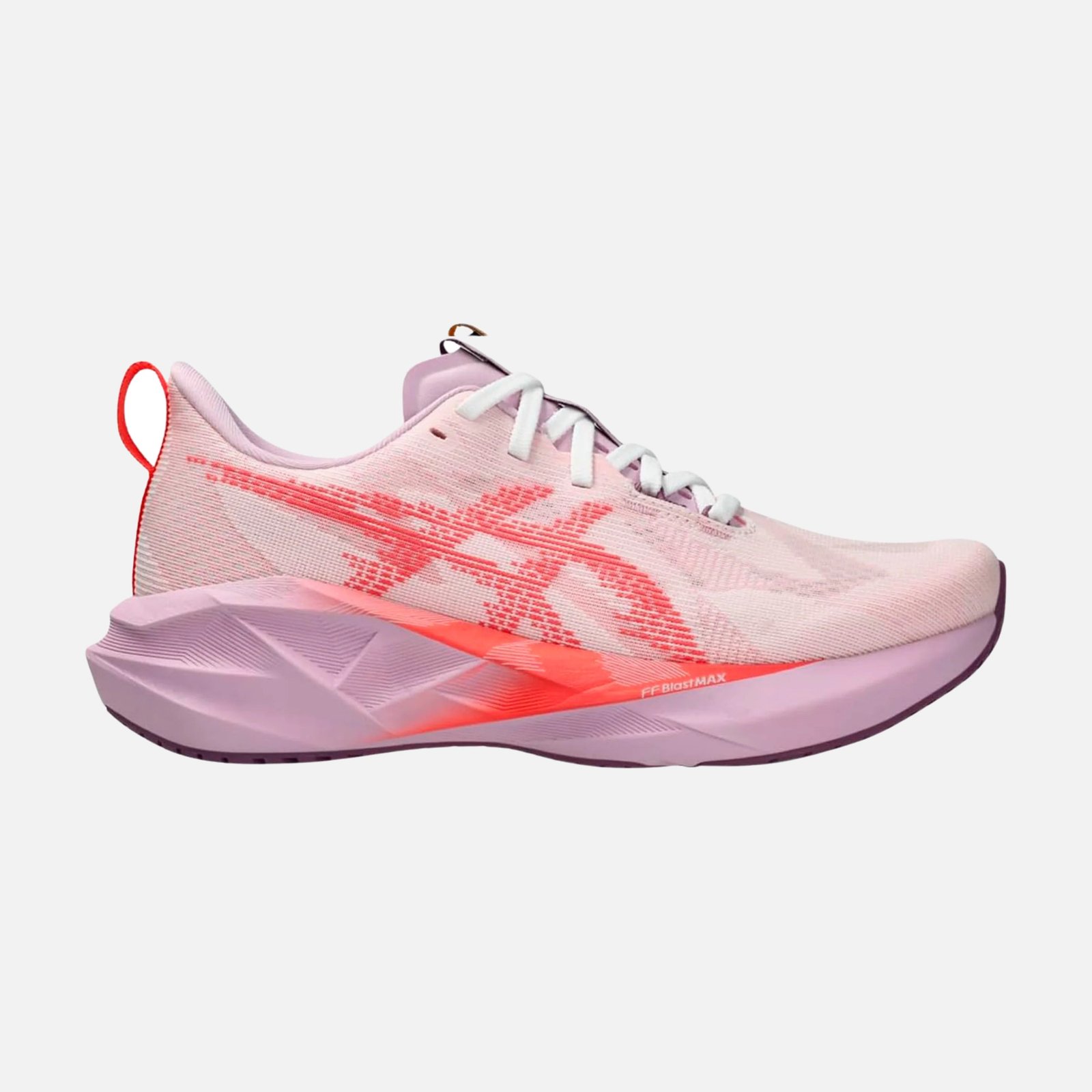 ASICS Novablast 5 Scarpe Running Donna Viola Rosa - scarpa running viola con dettagli rosa, vista laterale